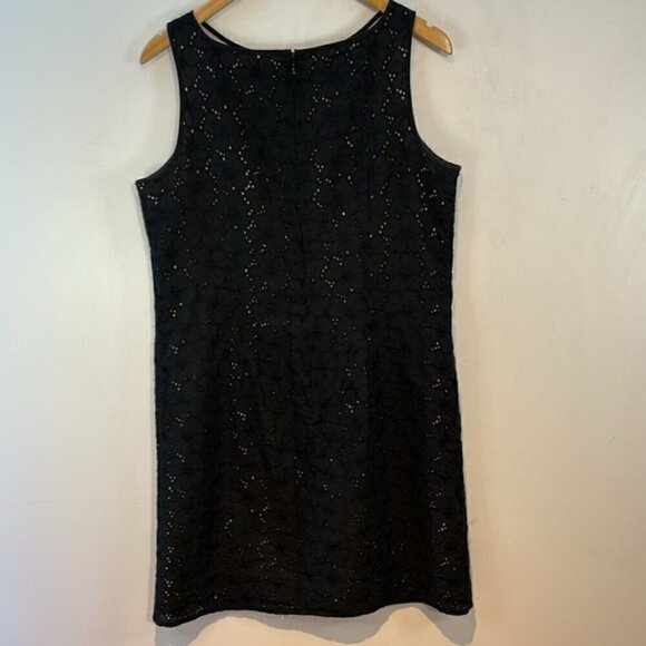 Loft black cotton eyelet sleeveless shift dress size 10P - Picture 5 of 7